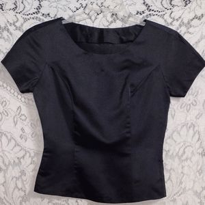 Vintage 1950s Black Silk Dress Topper Blouse S/M by Mayehoff